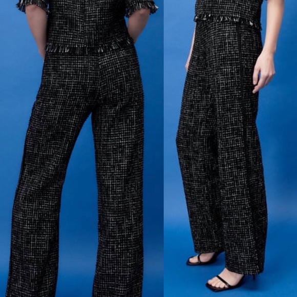 Zara Women’s Textured Wide Leg Pants - Picture 1 of 12